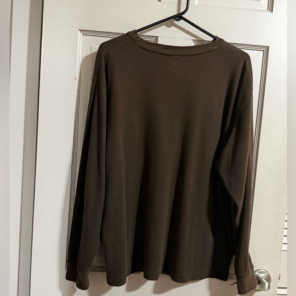 John Deere Waffle Knit Thermal Long Sleeve Mens Tractor Farmer Brown Size Large - Picture 7 of 7